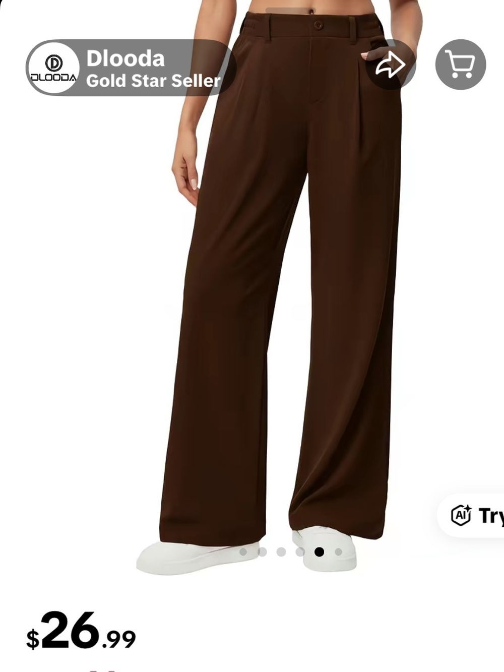 Women's Wide-Leg Dress Pants in Brown size medium